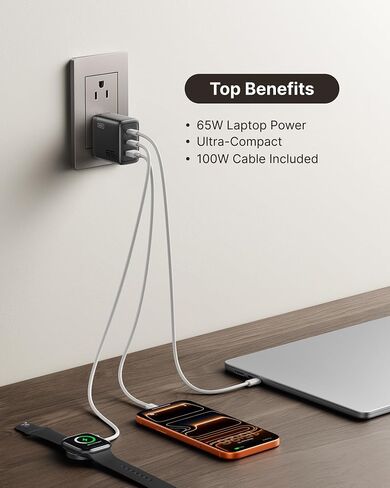 INIU 65W Charger for MacBook, Multiport USB C Fast Charger with 100W Cable in Saudi Arabia