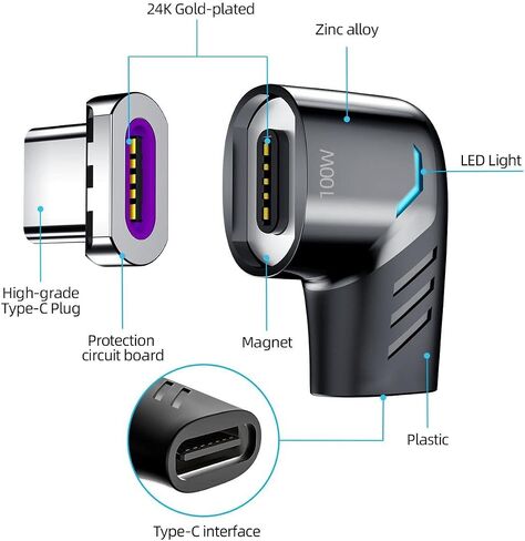 BoxWave Adapter Compatible with Microsoft Surface Duo 2 5G - MagnetoSnap PD Angle Adapter, Magnetic Charging Connector Device Saver - Metallic Silver in Kuwait