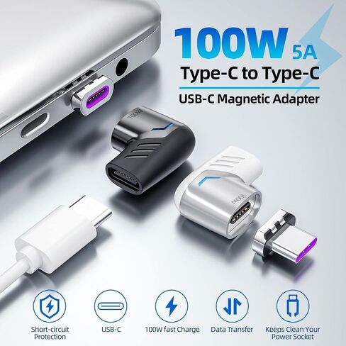 BoxWave Adapter Compatible with Microsoft Surface Duo 2 5G - MagnetoSnap PD Angle Adapter, Magnetic Charging Connector Device Saver - Metallic Silver in Kuwait