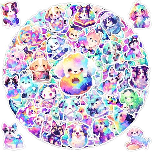 100-Pack Cute Rainbow Puppy Cartoon Dog Stickers for Kids Adults in Kuwait