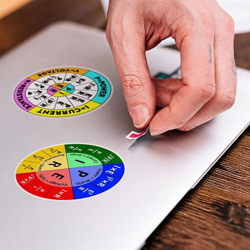 12pcs Ohms Law Sticker, Funny Ohms Law Wheel Sticker, Ohm's Law Diagram Electrican Stickers Electricity Engineer School Chart Waterproof Vinyl Sticker Decal for Laptop Water Bottle Phone Case Decor in Kuwait