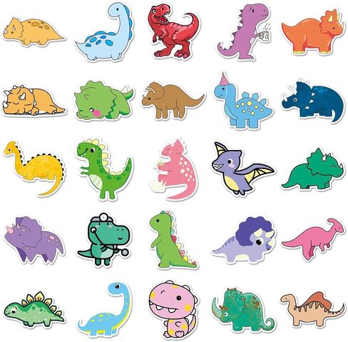 50 Dinosaur Stickers Pack Cute Funny Dino Vinyl Stickers for Water Bottles Laptop Skateboard Waterproof Stickers for Kids Teens (1 Pack) in Kuwait