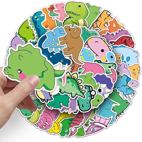 50 Dinosaur Stickers Pack Cute Funny Dino Vinyl Stickers for Water Bottles Laptop Skateboard Waterproof Stickers for Kids Teens (1 Pack) in Kuwait