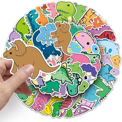 50 Dinosaur Stickers Pack Cute Funny Dino Vinyl Stickers for Water Bottles Laptop Skateboard Waterproof Stickers for Kids Teens (1 Pack) in Kuwait