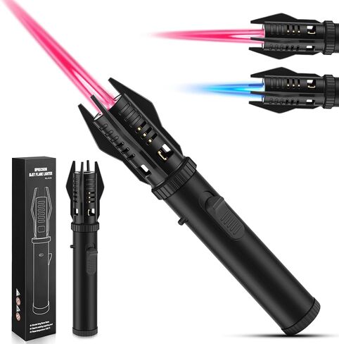 Lafagiet Lightsaber Torch Lighter, Storm Lighter with Windproof Blue & Pink Jet Flame, Butane Gas Refillable Long Reach Lighters for Candles, Campfire, Fireplace, Fireworks, BBQ (No Gas) in Kuwait