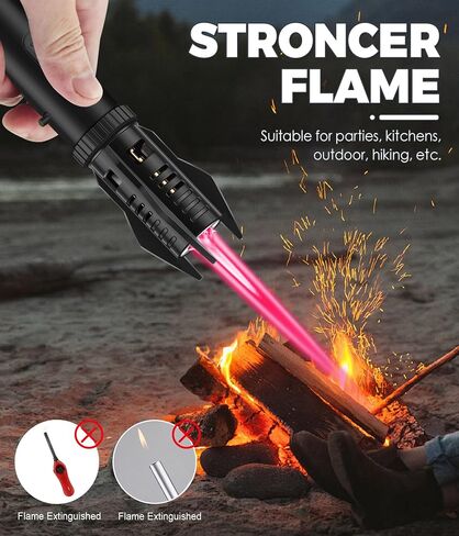 Lafagiet Lightsaber Torch Lighter, Storm Lighter with Windproof Blue & Pink Jet Flame, Butane Gas Refillable Long Reach Lighters for Candles, Campfire, Fireplace, Fireworks, BBQ (No Gas) in Kuwait