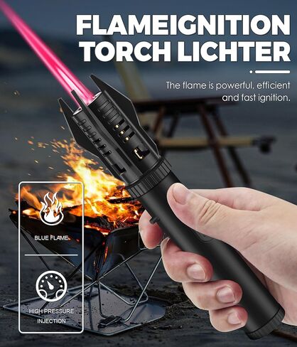 Lafagiet Lightsaber Torch Lighter, Storm Lighter with Windproof Blue & Pink Jet Flame, Butane Gas Refillable Long Reach Lighters for Candles, Campfire, Fireplace, Fireworks, BBQ (No Gas) in Kuwait