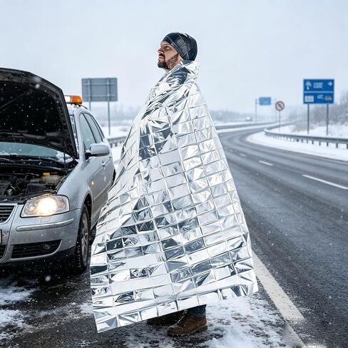 Emergency Mylar Thermal Blankets, Space Blanket Survival Gear, Waterproof Windproof Camping Blanket for Hiking, Marathons, Bug Out Bag & First Aid Kit in Kuwait