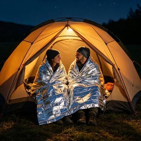 Emergency Mylar Thermal Blankets, Space Blanket Survival Gear, Waterproof Windproof Camping Blanket for Hiking, Marathons, Bug Out Bag & First Aid Kit in Kuwait