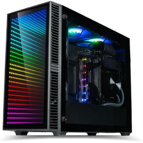 Continuum Infinity Mirror SFF Gaming PC Case: Mini-ITX, SFX PSU, PCIe 4.0 Riser, 240mm AIO Ready, with 4X PWM ARGB Fans (600-2000rpm) + Controller, Triple-Slot (125mm) GPU Support in Kuwait