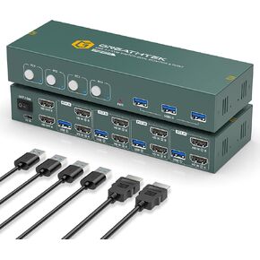 4K@60Hz HDMI KVM Switch for 4 Computers & 2 Monitors - 3 USB 3.0 Ports, Keyboard & Mouse Sharing, Printer/Scanner Support in Kuwait