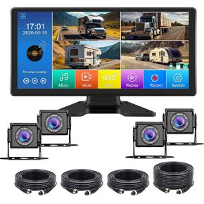 VEKOOTO Truck Camera System, 4CH Backup Camera with 10.36'' Touch Screen, Waterproof 4 AHD Rear Side View Camera, for Truck/Semi-Trailer/Camper/RV/Bus in Kuwait