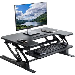VIVO 36 inch Height Adjustable Stand Up Desk Converter, V Series, Quick Sit to Stand Tabletop Dual Monitor Riser Workstation, Black, DESK-V000V in Kuwait