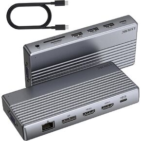 Docking Station, USB C Docking Station(13-in-1) Support Dual/Triple Display with Dual HDMI, DP, VGA, 100W PD, Gigabit Ethernet, 4USB, SD/TF Card Reader, 3.5mm Audio Multi-Port for Laptop and More in Kuwait
