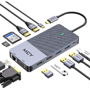 Docking Station, MCY 12 in 1 Triple Display Laptop USB C Docking Station Dual Monitor USB Type C Hub with Dual HDMI VGA Adapter, Compatible with MacBook, XPS, Dell, USB C Dock, UCN3442 in Kuwait