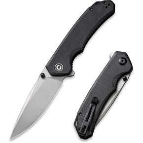 CIVIVI Brazen Folding Pocket Knife,3.5-Inch 14C28N Plain Edge Blade,Outdoor Camping Hiking Knife with Thumb Stud and Flipper opener,G-10 Handle Tool for EDC C2102C (Black) in Kuwait