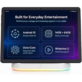 Jeazans 2026 Upgraded Android Tablet with 64GB+1TB Expand, 10.1 inch Tablet with 8-Core, Dock Station, WiFi 6, Bluetooth 5.4, 3-Year Protection, Tablet for Students, Kids& Adults in Kuwait