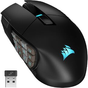 Corsair Scimitar Elite RGB Wireless MMO Gaming Mouse - 26,000 DPI - 16 Programmable Buttons - Up to 150hrs Battery - iCUE Compatible - Black in Kuwait