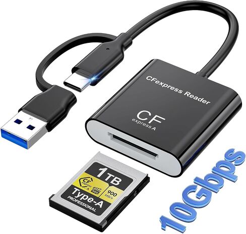 CFexpress Type A Card Reader, USB-C 3.2 Gen 2 10Gbps – High-Speed Memory Card Reader with USB-C & USB-A Compatibility for CF Express Type A Cards in Kuwait