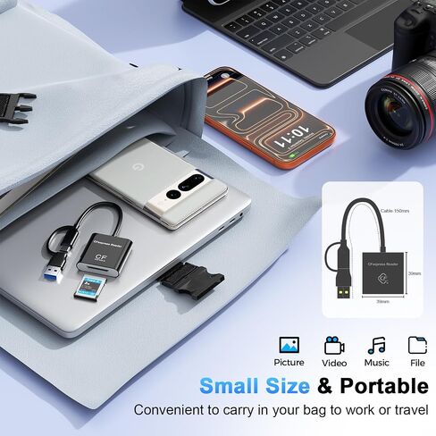 CFexpress Type A Card Reader, USB-C 3.2 Gen 2 10Gbps – High-Speed Memory Card Reader with USB-C & USB-A Compatibility for CF Express Type A Cards in Kuwait