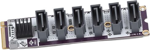 VINGVO 6 Port Expansion Card, PCIe Card, 6Port PCIe Expansion Cards for NAS Storage with 6Gbps Speed, Metal Structure with Heat Sink, Ideal for OS X & Wins in Kuwait