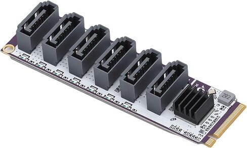 VINGVO 6 Port Expansion Card, PCIe Card, 6Port PCIe Expansion Cards for NAS Storage with 6Gbps Speed, Metal Structure with Heat Sink, Ideal for OS X & Wins in Kuwait