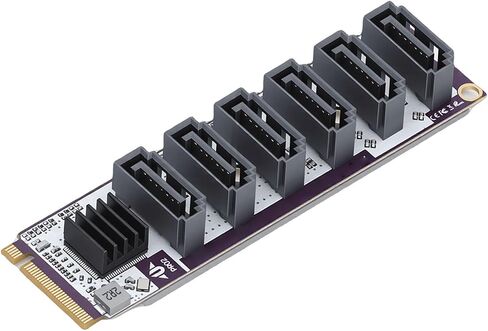 VINGVO 6 Port Expansion Card, PCIe Card, 6Port PCIe Expansion Cards for NAS Storage with 6Gbps Speed, Metal Structure with Heat Sink, Ideal for OS X & Wins in Kuwait