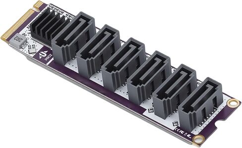 VINGVO 6 Port Expansion Card, PCIe Card, 6Port PCIe Expansion Cards for NAS Storage with 6Gbps Speed, Metal Structure with Heat Sink, Ideal for OS X & Wins in Kuwait