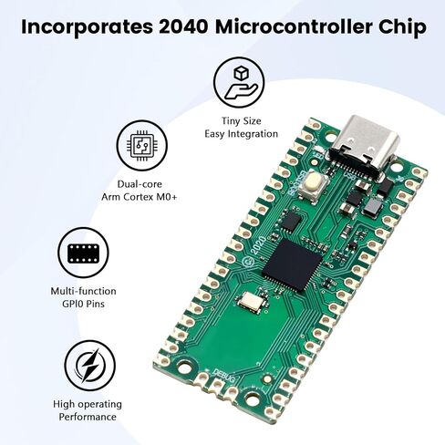 3-Pack RP2040 Microcontroller Board, Dual-Core ARM Cortex-M0+ up to 133MHz, 2MB Flash, 30 GPIO Pins, Compatible with Raspberry Pi Pico, Supports MicroPython & C/C++ (USB-C Port) in Kuwait