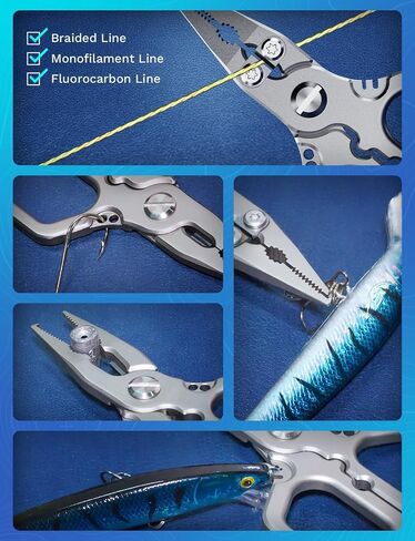 HOOK-EZE 420 Fishing Pliers, 4.1“ Multi-function Fishing Tool with Tungsten Cutters, Knot Tying Tool with Lanyard, Split Ring Hook Remover, Freshwater Fishing Tool Gift for Men in Kuwait
