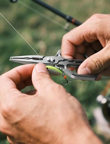 HOOK-EZE 420 Fishing Pliers, 4.1“ Multi-function Fishing Tool with Tungsten Cutters, Knot Tying Tool with Lanyard, Split Ring Hook Remover, Freshwater Fishing Tool Gift for Men in Kuwait