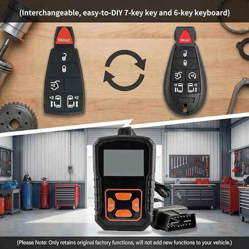 Simple DIY Remote Key Fob Replacement Fits for Dodge Grand Caravan 2008-2019, and for Chrysler Town & Country 2008-2016 - Includes Interchangeable 6 & 7-Button Keypads, FCC ID: IYZ-C01C / M3N5WY783X in Kuwait