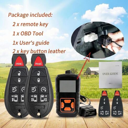 Simple DIY Remote Key Fob Replacement Fits for Dodge Grand Caravan 2008-2019, and for Chrysler Town & Country 2008-2016 - Includes Interchangeable 6 & 7-Button Keypads, FCC ID: IYZ-C01C / M3N5WY783X in Kuwait