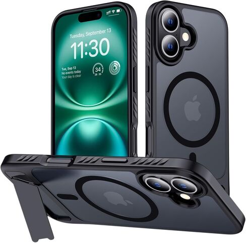 hitfine for iPhone 14 Plus Case with Kickstand,[Magsafe-Compatible] Black in Kuwait
