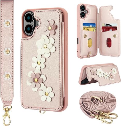 Designed for iPhone 16 Wallet Case with Card Holder Beige in Kuwait