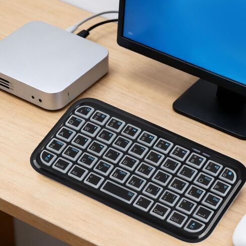 Compact Bluetooth Keyboard Wireless and Wired Dual Mode Keyboard for Portable Tablet with Silent Keys 300mAh Rechargeable Battery Travel Cone (Backlit Black) in Kuwait
