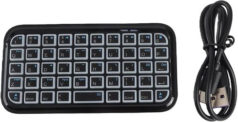 Compact Bluetooth Keyboard Wireless and Wired Dual Mode Keyboard for Portable Tablet with Silent Keys 300mAh Rechargeable Battery Travel Cone (Backlit Black) in Kuwait