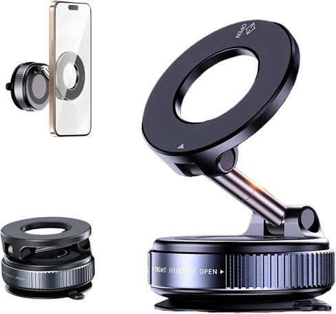Magnetic Suction Cup Phone Mount for Magsafe, 360° Adjustable Magnetic Car Phone Holder, Pocket Size Foldable Car Mount, Cell Phone Holders for Your Car for iPhone 16 Pro Max 15 14 13 12 Plus in Kuwait