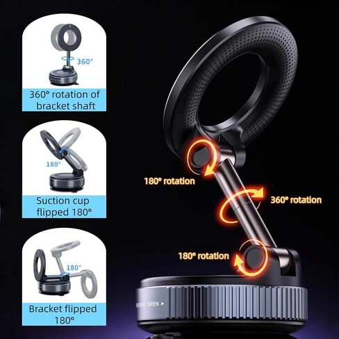 Magnetic Suction Cup Phone Mount for Magsafe, 360° Adjustable Magnetic Car Phone Holder, Pocket Size Foldable Car Mount, Cell Phone Holders for Your Car for iPhone 16 Pro Max 15 14 13 12 Plus in Kuwait