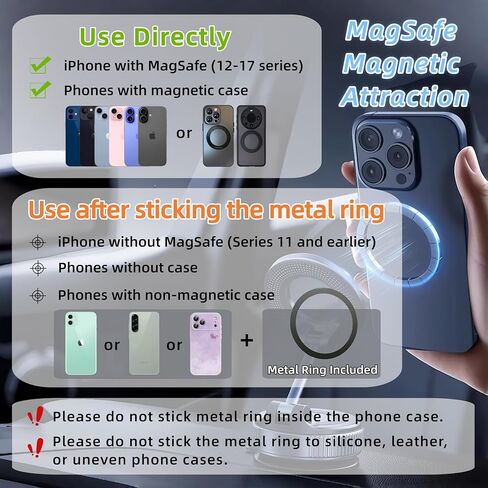 Magnetic Suction Cup Phone Mount for Magsafe, 360° Adjustable Magnetic Car Phone Holder, Pocket Size Foldable Car Mount, Cell Phone Holders for Your Car for iPhone 16 Pro Max 15 14 13 12 Plus in Kuwait