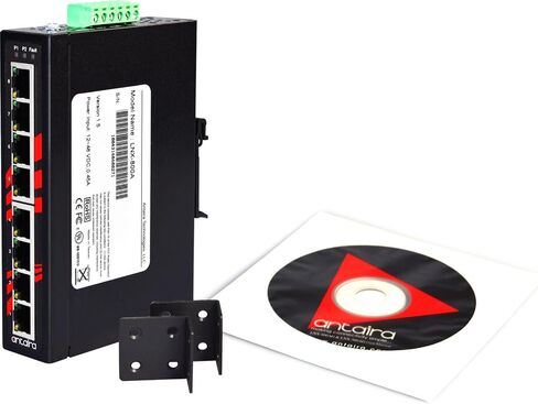 Antaira LNX-800A-T Industrial-Grade 8-Port Unmanaged Fast Ethernet Switch, DIN-Rail Mount, -40 to 75°C Operating Temperature, Redundant 12 to 48 VDC Power Input in Kuwait