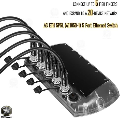 411850-1 AS ETH 5PGL 5-Port Ethernet Switch + 720073-6 AS EC 5E 5-Foot Ethernet Cable for Humminbird, Black in Kuwait