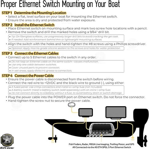 411850-1 AS ETH 5PGL 5-Port Ethernet Switch + 720073-6 AS EC 5E 5-Foot Ethernet Cable for Humminbird, Black in Kuwait