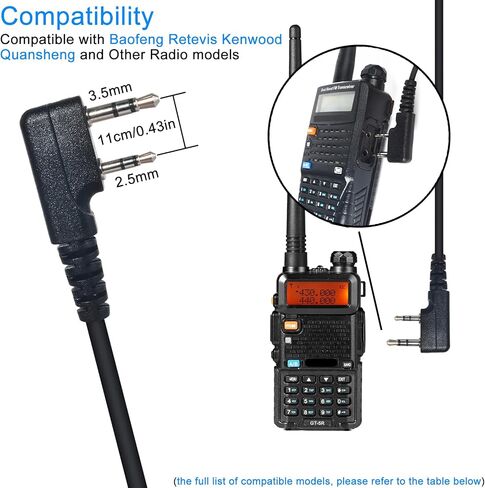 2Pin Acoustic Coil Tube Walkie Talkie Earpiece with PTT Mic (2-Pack) in Kuwait