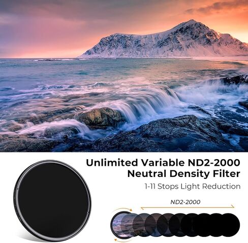 77mm Variable ND/CPL/Lens Cap Kits (3Pcs) Neutral Density ND2-2000(1-11 Stops) Polarizing Lens Filter with 18 Multi-Layer Coated for Camera Lens in Kuwait
