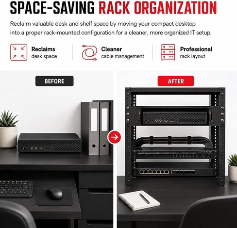 SplashNColor 10 Inch Rack Mount for Lenovo ThinkCentre M920q M720q Tiny Desktop – Secure Screw-in Bracket | Space-Saving Server Rack Organization | Mini PC Mounting Solution for IT in Saudi Arabia