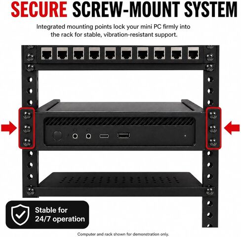 SplashNColor 10 Inch Rack Mount for Lenovo ThinkCentre M920q M720q Tiny Desktop – Secure Screw-in Bracket | Space-Saving Server Rack Organization | Mini PC Mounting Solution for IT in Saudi Arabia