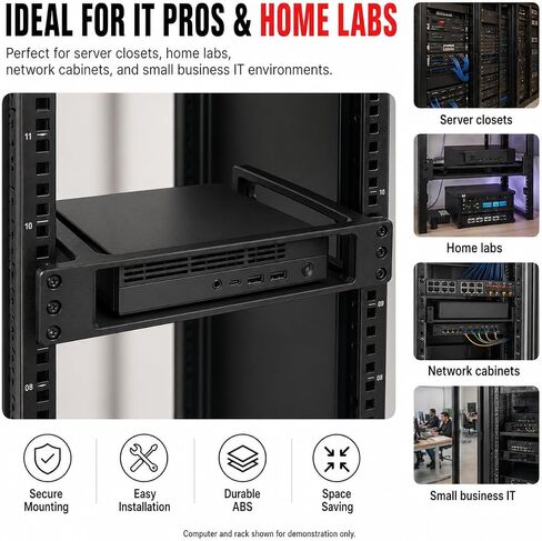 SplashNColor 10 Inch Rack Mount for Lenovo ThinkCentre M920q M720q Tiny Desktop – Secure Screw-in Bracket | Space-Saving Server Rack Organization | Mini PC Mounting Solution for IT in Saudi Arabia