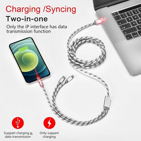 10Ft Multi Charging Cable 3A, 2Pack Braided Fast Charging 3-in-1 Multiple Charger Cable with IP/Micro USB/Type C Adapter Port for Cell Phones/iPhone 17 16 15 14 13/ Samsung/Pixel/Tablet and More in Saudi Arabia