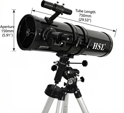 150EQ High-Power Reflector Telescope for Adults – Manual Equatorial Mount, Phone Adapter, Steel Tripod, Filters and Carry Case in Kuwait
